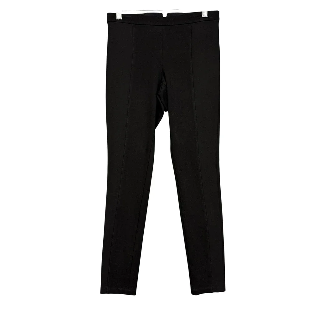 Alice + Olivia Leggings Womens 4 Black Ponte Front Seam Back Zip Slim Pants